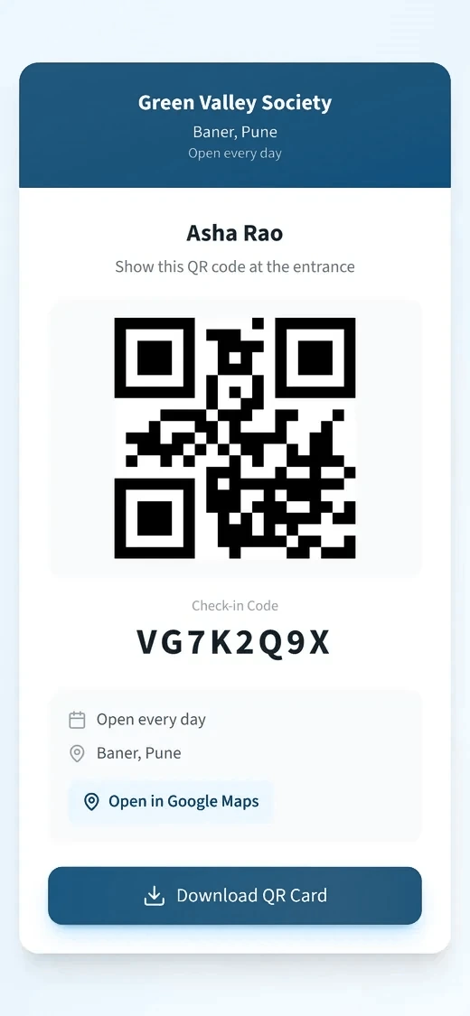 Visitor QR gate pass on a phone