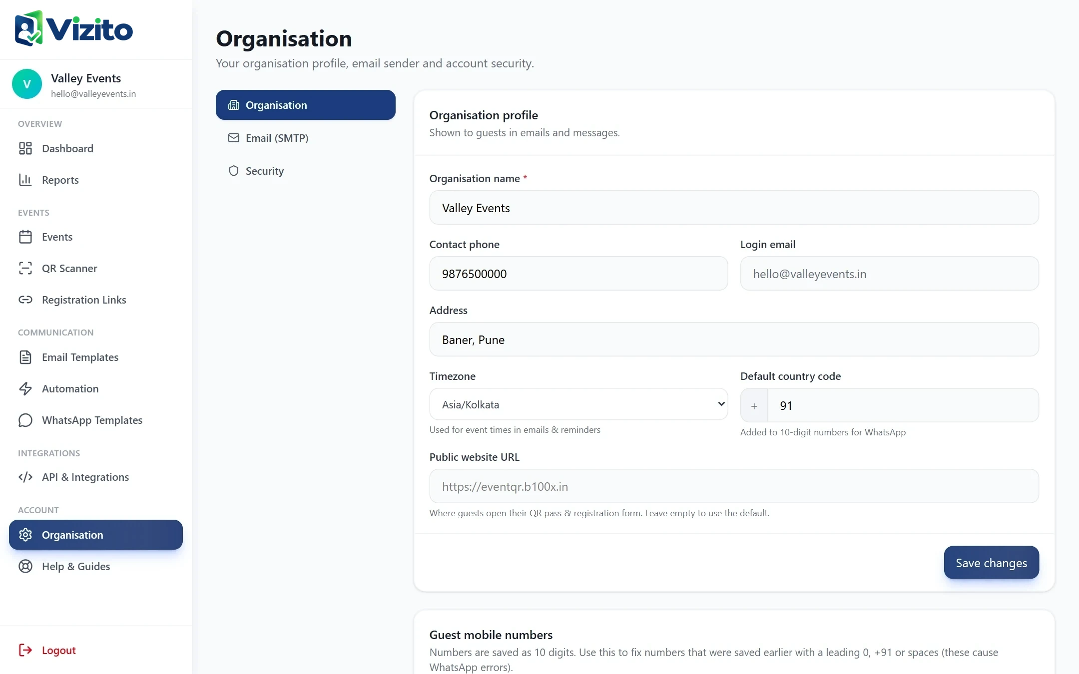 API key and integration settings